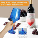 Blue Wine Glasses Set of 6-12oz Blue Long Stem Wine Glass Cups, Pretty Crystal Glassware, Hand Blown Goblets Drinkware, Unique Drinking Stemware Holiday Gift Set by CozyNest Decor
