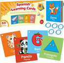 Toddler Spanish Learning Flash Cards, 60 PCS Double Sides Bilingual Flashcards for Numbers, Colors, Shapes, Sight Words, Learn Spanish for Kids, Preschool Kindergarten Learning Activities by TinyTreasures Baby Boutique