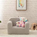 ALIMORDEN Kids Ultra-Soft Snuggle Foam Filled Chair, Toddler Cuddly Sherpa Reading Couch for Boys and Girls, Light Grey by CozyNest Decor