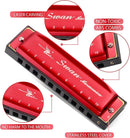SWAN Blues Harmonica Key of C Mouth Organ Diatonic Harmonica with Case, 10 Hole 20 Tones Stainless Blues Harp for Adults, Beginners(Burgundy Red) by TinyTreasures Baby Boutique