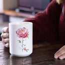 Flower Design Mug With Custom Name, Unique Peony Flower Ceramic Cup, Customized Flower Lover Coffee Mug, Personalized Peony Themed Decorative Cup, Novelty Peony Accent Mug 11oz 15oz by CozyNest Decor
