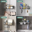 Veken 6-Pack Rustproof & Waterproof Shower Caddy, Adhesive Shelves Rack, Large Capacity Bathroom, College Dorm & Apartment Organizers, No-Drill Wall Mount Living Room & Bedroom Decor, Light Grey by CozyNest Decor