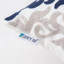 HWY 50 Navy Blue Decorative Throw Pillow Covers 18x18 Inch (1 Piece), Embroidered Cotton Farmhouse Cushion Cover Pillow Case for Sofa Couch Living Room Bed Bedroon, Floral Geometric by CozyNest Decor