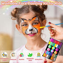 Professional 69 Colors Face Painting Kit for Kids – Washable Skin Watercolor Non-Toxic Body Paint Face Glitter Makeup Palette with Stencils, Gems, Brushes– for Kids Party Cosplay Halloween FX by TinyTreasures Baby Boutique