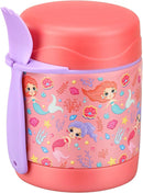 10oz Soup Thermo for Hot Food Kids,Lunch Thermo Kids Food Jar with Spoon Hot Insulated Food Containers,Leak Proof Stainless Steel Wide Mouth Lunch Food Thermo Jar for School(Pink-Mermaid) by TinyTreasures Baby Boutique
