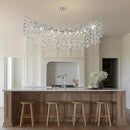 Modern Crystal Silver Chandelier, 55" Large Rectangular Oval Tree Branch Crystal Chandeliers for Dining Room,16-Light Flush Mount K9 Crystal Chandeliers, for Kitchen Island,Dining Room by CozyNest Decor