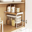 Mitus Shelf Organizer and Storage, Tiered Wood Cabinet Rack for The Kitchen Counter, Bathroom Counter, Pantry Cupboard, Office Desk Bookshelf, 16" Wide Natural and White by CozyNest Decor