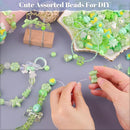 Assorted 170-230PCS Green Acrylic Beads for Bracelet Making, Flower Bow Butterfly Candy GummyBear Aesthetic Bracelet Charms,Cute Beads for Jewelry Making DIY Necklace Keychain Phone Charm by TinyTreasures Baby Boutique