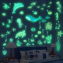 Sea Turtle Ocean Fish Wall Decals Glow in The Dark, Under The Sea Life Animals Stickers for Ceiling, Girls Boys Waterproof Decoration for Living Room Wall Bathroom Toilet by CozyNest Decor