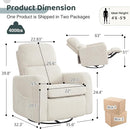 Swivel Rocker Recliner, Oversized Manual Nursery Glider Rocking Recliner Chair with Removable Cushion, Upholstered Swivel Reclining Chair for Nursery Living Room Bedroom, Corduroy White by TinyTreasures Baby Boutique