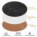 Drink Coasters with Holder Absorbent Ceramic Coasters Set of 6 Black Marble Style, 4 Inches Suitable for Kinds of Cups and Outdoor Picnic by CozyNest Decor