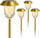 Solar Lights Outdoor Waterproof,4 Pack Gold Pathway Lights with 10-40 LM Dimmable Glass and Metal, Solar Powered Garden Decor for Yard,Patio,Pathway,Driveway(Warm White) by GreenHaven Gardens