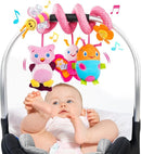 Jollybaby Baby Car Seat Stroller Toys, Plush Activity Hanging Spiral Activity Pram Crib with Music Box, Rattles, Squeaker for Babies Infant Boys Girls(Pink) by TinyTreasures Baby Boutique