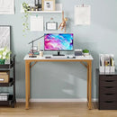 PayLessHere | 39 Inch Computer Desk | White Gold | Office Desk with Metal Frame, Adjustable Feet | Water-Resistant, Scratchproof Surface | Sturdy Writing Table for Home Office or Study | Pack of 1 by CozyNest Decor