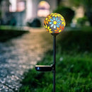 Afirst Solar Lights Outdoor Decorative - Solar Gazing Ball Mosaic Garden Stakes Flower Decorative Lights Waterproof for Pathway Yard Lawn Decoration Yellow by CozyNest Decor