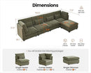 Oversized Modular Sofa, Extra Deep Cloud Chenille Sectional Couch with Ottoman Chaise, Fluffy Chenille 5 Seater Sofa Bed for Living Room, Villa (L Shape 5 Seater, Chenille Green) by CozyNest Decor