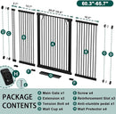 Fairy Baby 40.5" Extra Tall Baby Gate Pressure Mounted, 60.3"-65.7" Extra Wide Dog Gate Indoor for The House Doorway, Metal Safety Child Gate for Kids, Auto Close Swing Pet Gate for Stairs, Black by TinyTreasures Baby Boutique