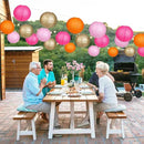 Paper Lanterns Pink Orange Gold Round Hanging Chinese Lanterns for Birthday Party Baby Shower Bridal Shower Decorations Pack of 12 by CozyNest Decor