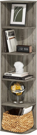 Furinno Pasir 5-Tier Corner Open Shelf Bookcase, French Oak by TinyTreasures Baby Boutique