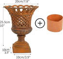 Sungmor Heavy Duty Cast Iron Urn Planter, Beautiful Hollow Trophy Design Tall Orchid Flower Pot, Large Decorative Plastic Flowers Plants Bouquets Vase, Rustic French Country Pot for Home or Garden by CozyNest Decor