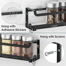 LUCYCAZ 4 Pack Wall Mounted Spice Rack with 16 Hooks, Spice Organizer Shelf for Stove Cabinet Pantry Door,Screw or Adhesive Spice Shelf Hanging Wall Spice Rack in Kitchen and RV (Black, 4 PACK) by CozyNest Decor