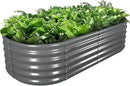 A ANLEOLIFE 6X2X1.5 ft Galvanized Raised Garden Beds Outdoor, Oval Round Metal Planter Box for Planting Vegetables Flowers Herb, Anti-Rust & Easy-Setup, Quartz Grey by GreenHaven Gardens