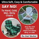 CITYBONFIRES The Chair Blanket – Reversible, Waterproof & Sherpa-Lined - Stretchable Elastic Back - Original Patio Chair Cover – Ideal for Homes and Outdoor Furniture- with Carry Pouch – Green Plaid by GreenHaven Gardens