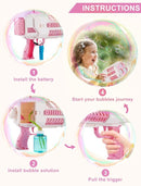 Upgraded Bubble Machine Gun - Auto Bubble Blower, 8000+ Bubbles Per Minute for Kids & Adults Indoor/Outdoor Party - Pink by TinyTreasures Baby Boutique