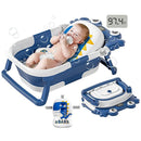 Collapsible Baby Bathtub for Newborns to Toddler with Real-time Temp Monitor & Floating Cushion,Portable Travel Tub for 0-36 Month, Foldable Baby Bath Tub for Infants Boy (Blue) by TinyTreasures Baby Boutique