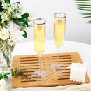 Ciaell 24 Pack Plastic Champagne Flutes - 6Oz Gold Rim Disposable Champagne Glasses - Square Clear Plastic Toasting Glasses for Party Birthday Anniversary Wedding by CozyNest Decor
