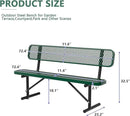 Heavy Duty Park Bench with Back Portable Frame, Outdoor Steel Bench with Backrest, Outdoor Park Bench Expanded Metal Mesh Bench for Lawn, Park, Deck, Garden, Patio, Porch, Black (Green, 6FT) by GreenHaven Gardens
