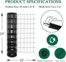 Black PVC Coated Welded Wire Fence 24 Inch x 25 Foot, 2 Inch x 3 Inch 16GA, Garden Border Fencing Roll Vinyl Coating Metal Wire Mesh for Yard Vegetable Plant Protection Poultry Netting by GreenHaven Gardens