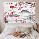Red Cherry Blossoms Tapestry, Japanese Fuji Mountain Tapestry, Asian Japanese Wall Tapestry, Nature Landscape Tapestries for Bedroom Living Room Decor 90"x60" by CozyNest Decor