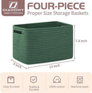 OIAHOMY 4 Pack Storage Baskets for Organizing, Cube Storage Bins for Shelves, Rectangle Storage Baskets With Handles, Woven Baskets for Storage, 12.7''Lx9''Wx7.8''H, Green by TinyTreasures Baby Boutique