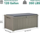 YITAHOME 120 Gallon Outdoor Storage Deck Box with Cushion, Large Resin Patio Storage for Outdoor Pillows, Garden Tools and Pool-Supplies, Waterproof, Lockable (Taupe) by GreenHaven Gardens