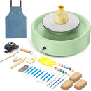 Alldeer Mini Pottery Wheel Machine - 6" Upgraded Clay Wheel for Beginners & Kids, 75W Motor, Adjustable Speed, Low Noise Ceramic Making Kit with 18PCS Sculpting Tools, Ideal for Home DIY (Green) by TinyTreasures Baby Boutique