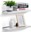 Meangood Floating Shelves White 17 inch Wall Mounted Natural Bamboo Wood Wall Storage Shelves for Bedroom,Living Room,Bathroom, Kitchen（Set of 2） by CozyNest Decor
