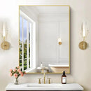 30x40In Gold Bathroom Mirror for Wall, Brushed Gold Rectangle Mirrors with Metal Frame, Bathroom Rectangular Mirror Modern Wall Mirror for Bedroom Living Room, Hangs Horizontal or Vertical by CozyNest Decor