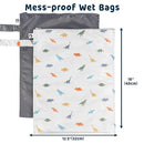 Tiny Twinkle Mess-Proof Waterproof Wet Dry Bag | 2-Pack Reusable Wet Bags for Swimsuits & Baby Clothes | Leakproof Wet Bag for Travel & Diaper Changes for Baby (Dinosaur) by TinyTreasures Baby Boutique