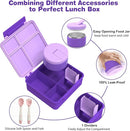 Bento Lunch Box with 8oz Soup Thermo, Kids Leakproof Lunch Food Containers with 4 Compartment, Kids Thermo Insulated Hot Food Jar for School, Trvael (Purple) by TinyTreasures Baby Boutique