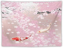 Houselerax Japanese Koi Fish Tapestry, Cherry Blossoms Asian Oriental Pink Flower Branch Koi Fish Carp Tapestries Wall Hanging for Bedroom Living Room Office Decor 40"x30" by CozyNest Decor