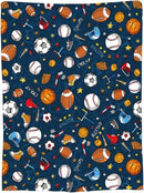 Baseball Football Basketball Sport Theme Throw Blanket 60x50 Inch Soft Fleece Blanket Men Women Gift for Kids Boys Girls for Party Couch Sofa Bed Deco Blankets by CozyNest Decor