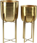 CosmoLiving by Cosmopolitan Metal Indoor Outdoor Planter Dome Large Planter Pot with Removable Stand, Set of 2 Planters 19", 22"H, Gold by GreenHaven Gardens
