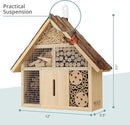 Small Insect Hotel with Bark Roof - Untreated Natural Wood Insect House for Bees, Ladybugs, Lacewings & Butterflies - Nesting Aid for Hanging, Bee Hotel by GreenHaven Gardens