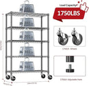 IZEUK 5-Tier Storage Shelving Unit with Wheels, Adjustable Heavy Duty Steel Wire Rack Organizer (Black, 17.7" D x 47.2" W x 76.7" H, 1750 lbs Capacity) for Garage, Kitchen, Office, Laundry, Basement by CozyNest Decor
