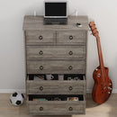 LGHM Modern 6 Drawer Dresser, Dressers for Bedroom, 44.33" Tall Chest of Drawers Closet Organizers & Storage Clothes - Easy Pull Handle, Textured Borders Living Room, Hallway, Gray by TinyTreasures Baby Boutique
