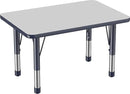 FDP Rectangle Activity School and Classroom Kids Table (24 x 36 inch), Chunky Toddler Leg, Adjustable Height 15-24 inches - Gray Top and Navy Edge by CozyNest Decor