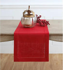 Solino Home Linen Red Table Runner 120 Inches Long - 100% Pure Linen 14 x 120 Inch Table Runner - Classic Hemstitch by CozyNest Decor