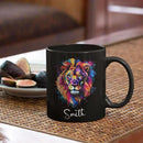 Personalized Lion Black Mug, Gift For Son Grandson, Custom Lion Coffee Cup With Name, Customized Colorful Animal Design Mug, Unique Animal Lover Cup 11oz 15oz by CozyNest Decor