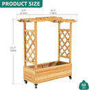 YITAHOME Raised Garden Bed with Trellis and Lockable Wheels, Wood Free-Standing Trellis Planter Box with Hanging Roof for Climbing Plants Flowers in Garden, Patio, Backyard, Balcony, Natural by GreenHaven Gardens